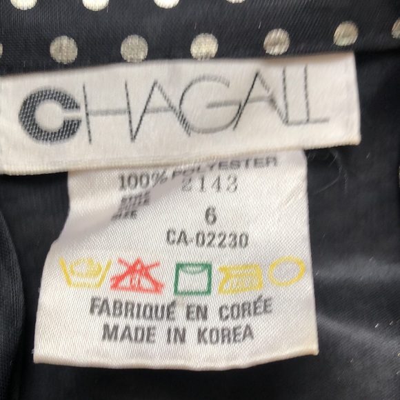 VINTAGE 80's Shiny Black & Gold Dots Plunge V Neck Button Front Blouse Size 6 - Picture 2 of 6